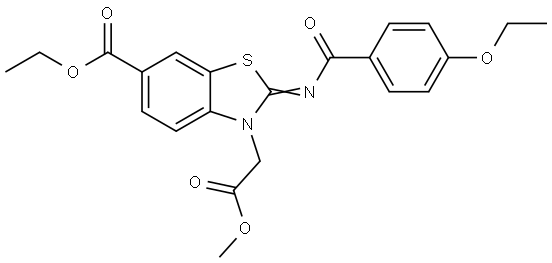 ethyl (Z)-2-((4-ethoxybenzoyl)imino)-3-(2-methoxy-2-oxoethyl)-2,3-dihydrobenzo[d]thiazole-6-carboxylate Structural
