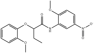 N-(2-methoxy-5-nitrophenyl)-2-(2-methoxyphenoxy)butanamide Structural