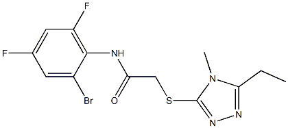 N-(2-bromo-4,6-difluorophenyl)-2-[(5-ethyl-4-methyl-4H-1,2,4-triazol-3-yl)sulfanyl]acetamide Structural