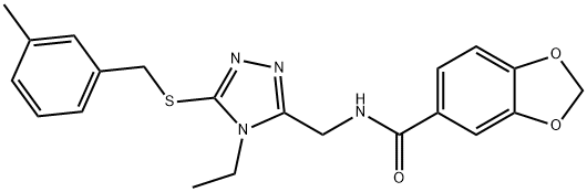 N-({4-ethyl-5-[(3-methylbenzyl)sulfanyl]-4H-1,2,4-triazol-3-yl}methyl)-1,3-benzodioxole-5-carboxamide Structural