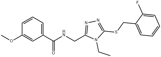 N-({4-ethyl-5-[(2-fluorobenzyl)sulfanyl]-4H-1,2,4-triazol-3-yl}methyl)-3-methoxybenzamide Structural