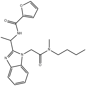 N-[1-[1-[2-[butyl(methyl)amino]-2-oxoethyl]benzimidazol-2-yl]ethyl]furan-2-carboxamide Structural