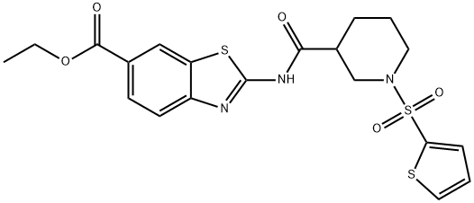 ethyl 2-[(1-thiophen-2-ylsulfonylpiperidine-3-carbonyl)amino]-1,3-benzothiazole-6-carboxylate Structural