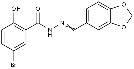 N'-[(E)-1,3-benzodioxol-5-ylmethylidene]-5-bromo-2-hydroxybenzohydrazide Structural