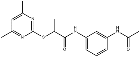 N-[3-(acetylamino)phenyl]-2-[(4,6-dimethylpyrimidin-2-yl)sulfanyl]propanamide Structural