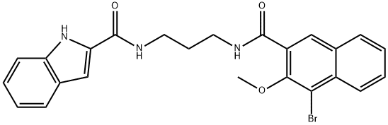 N-(3-{[(4-bromo-3-methoxynaphthalen-2-yl)carbonyl]amino}propyl)-1H-indole-2-carboxamide Structural