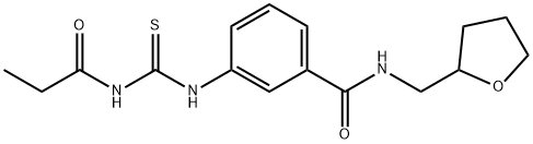 N-(oxolan-2-ylmethyl)-3-(propanoylcarbamothioylamino)benzamide Structural