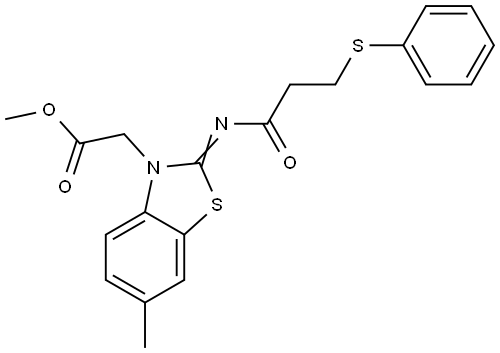 methyl (Z)-2-(6-methyl-2-((3-(phenylthio)propanoyl)imino)benzo[d]thiazol-3(2H)-yl)acetate Structural