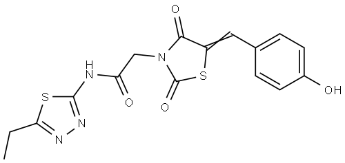 N-(5-ethyl-1,3,4-thiadiazol-2-yl)-2-[(5E)-5-(4-hydroxybenzylidene)-2,4-dioxo-1,3-thiazolidin-3-yl]acetamide Structural