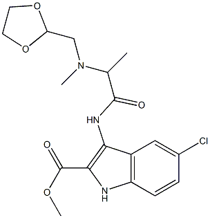 methyl 3-(2-(((1,3-dioxolan-2-yl)methyl)(methyl)amino)propanamido)-5-chloro-1H-indole-2-carboxylate Structural