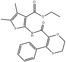 ethyl 4,5-dimethyl-2-(3-phenyl-5,6-dihydro-1,4-oxathiine-2-carboxamido)thiophene-3-carboxylate Structural