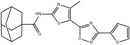 N-{4-methyl-5-[3-(2-thienyl)-1,2,4-oxadiazol-5-yl]-1,3-thiazol-2-yl}-1-adamantanecarboxamide Structural