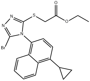 Acetic acid, 2-[[5-bromo-4-(4-cyclopropyl-1-naphthalenyl)-4H-1,2,4-triazol-3-yl]thio]-, ethyl ester Structural