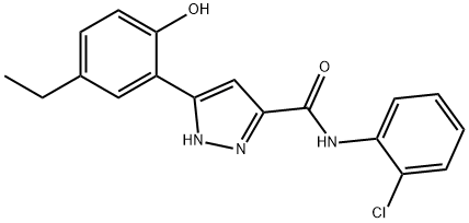 N-(2-chlorophenyl)-5-(5-ethyl-2-hydroxyphenyl)-1H-pyrazole-3-carboxamide Structural