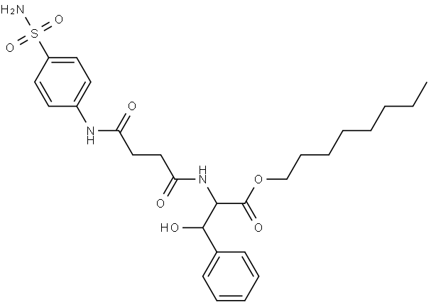 octyl 3-hydroxy-2-(4-oxo-4-((4-sulfamoylphenyl)amino)butanamido)-3-phenylpropanoate Structural