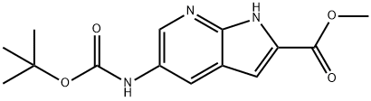methyl 5-((tert-butoxycarbonyl)amino)-1H-pyrrolo[2,3-b]pyridine-2-carboxylate Structural