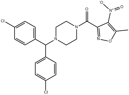 [4-[Bis(4-chlorophenyl)methyl]piperazin-1-yl]-(5-methyl-4-nitro-1,2-oxazol-3-yl)methanone Structural