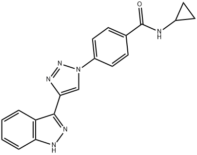 N-cyclopropyl-4-[4-(1H-indazol-3-yl)-1H-1,2,3-triazol-1-yl]benzamide Structural