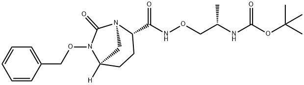 tert-butyl ((2S)-1-(((2S,5R)-6-(benzyloxy)-7-oxo-1,6-diazabicyclo[3.2.1]octane-2-carboxamido)oxy)propan-2-yl)carbamate Structural