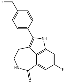 4-(8-fluoro-6-oxo-3,4,5,6-tetrahydro-1H-azepino[5,4,3-cd]indol-2-yl)benzaldehyde Structural