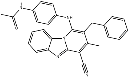 N-{4-[(2-benzyl-4-cyano-3-methylpyrido[1,2-a]benzimidazol-1-yl)amino]phenyl}acetamide Structural