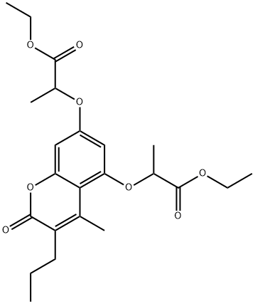 diethyl 2,2'-((4-methyl-2-oxo-3-propyl-2H-chromene-5,7-diyl)bis(oxy))dipropanoate Structural