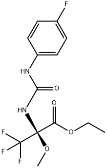 ethyl 3,3,3-trifluoro-2-(3-(4-fluorophenyl)ureido)-2-methoxypropanoate Structural