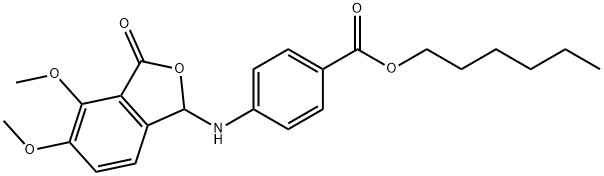 hexyl 4-((4,5-dimethoxy-3-oxo-1,3-dihydroisobenzofuran-1-yl)amino)benzoate Structural