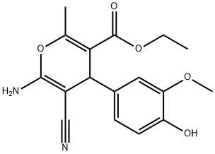 ethyl 6-amino-5-cyano-4-(4-hydroxy-3-methoxyphenyl)-2-methyl-4H-pyran-3-carboxylate Structural