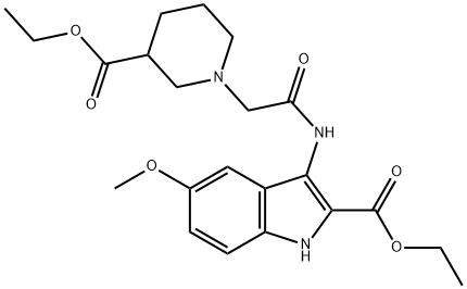 ethyl 3-(2-(3-(ethoxycarbonyl)piperidin-1-yl)acetamido)-5-methoxy-1H-indole-2-carboxylate Structural