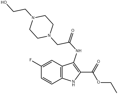 ethyl 5-fluoro-3-(2-(4-(2-hydroxyethyl)piperazin-1-yl)acetamido)-1H-indole-2-carboxylate Structural