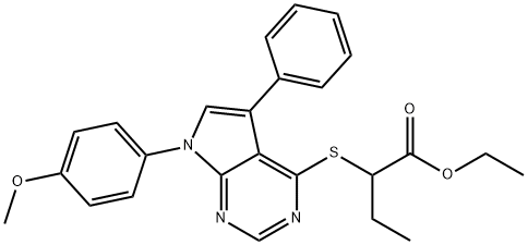 ethyl 2-((7-(4-methoxyphenyl)-5-phenyl-7H-pyrrolo[2,3-d]pyrimidin-4-yl)thio)butanoate Structural