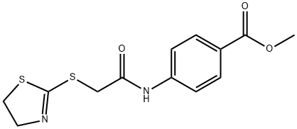 methyl 4-(2-((4,5-dihydrothiazol-2-yl)thio)acetamido)benzoate Structural