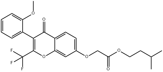 isopentyl 2-((3-(2-methoxyphenyl)-4-oxo-2-(trifluoromethyl)-4H-chromen-7-yl)oxy)acetate Structural