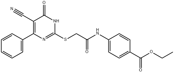 ethyl 4-({[(5-cyano-6-oxo-4-phenyl-1,6-dihydropyrimidin-2-yl)sulfanyl]acetyl}amino)benzoate Structural