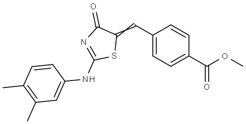 methyl 4-((1Z)-(2-((3,4-dimethylphenyl)imino)-4-oxothiazolidin-5-ylidene)methyl)benzoate Structural