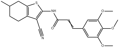 N-(3-cyano-6-methyl-4,5,6,7-tetrahydro-1-benzothien-2-yl)-3-(3,4,5-trimethoxyphenyl)acrylamide Structural