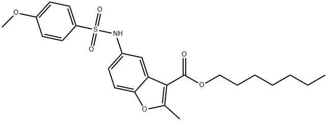 heptyl 5-(4-methoxyphenylsulfonamido)-2-methylbenzofuran-3-carboxylate Structural