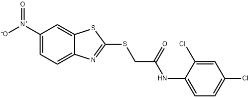 N-(2,4-dichlorophenyl)-2-[(6-nitro-1,3-benzothiazol-2-yl)sulfanyl]acetamide Structural