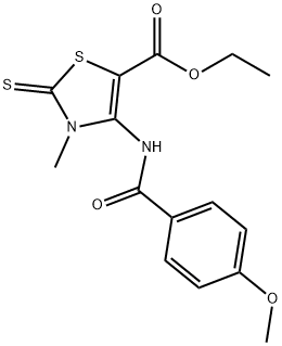 ethyl 4-(4-methoxybenzamido)-3-methyl-2-thioxo-2,3-dihydrothiazole-5-carboxylate Structural