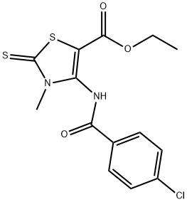 ethyl 4-(4-chlorobenzamido)-3-methyl-2-thioxo-2,3-dihydrothiazole-5-carboxylate Structural