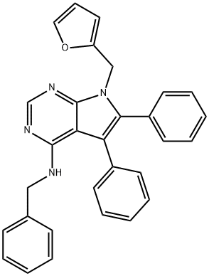 N-benzyl-7-(furan-2-ylmethyl)-5,6-diphenyl-7H-pyrrolo[2,3-d]pyrimidin-4-amine Structural