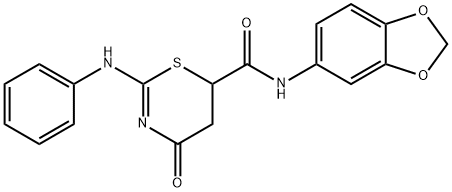N-(1,3-benzodioxol-5-yl)-4-oxo-2-(phenylamino)-5,6-dihydro-4H-1,3-thiazine-6-carboxamide Structural
