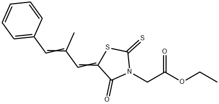 ethyl 2-((E)-5-((E)-2-methyl-3-phenylallylidene)-4-oxo-2-thioxothiazolidin-3-yl)acetate Structural