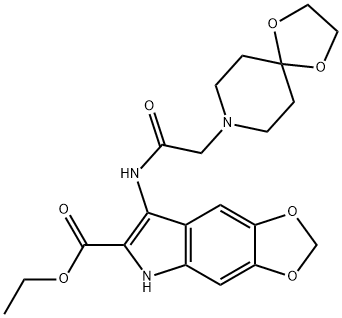 ethyl 7-(2-(1,4-dioxa-8-azaspiro[4.5]decan-8-yl)acetamido)-5H-[1,3]dioxolo[4,5-f]indole-6-carboxylate Structural