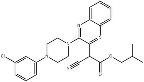 isobutyl 2-(3-(4-(3-chlorophenyl)piperazin-1-yl)quinoxalin-2-yl)-2-cyanoacetate Structural
