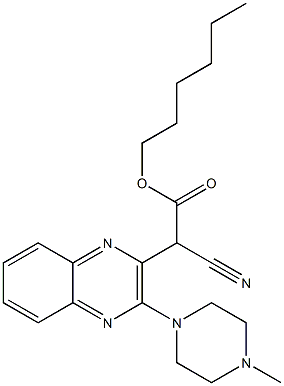 hexyl 2-cyano-2-(3-(4-methylpiperazin-1-yl)quinoxalin-2-yl)acetate Structural