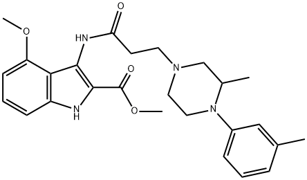 methyl 4-methoxy-3-({3-[3-methyl-4-(3-methylphenyl)-1-piperazinyl]propanoyl}amino)-1H-indole-2-carboxylate Structural