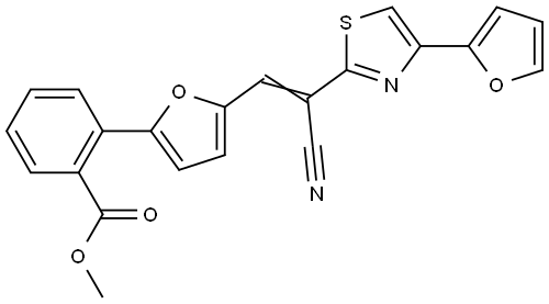 methyl 2-(5-{(E)-2-cyano-2-[4-(furan-2-yl)-1,3-thiazol-2-yl]ethenyl}furan-2-yl)benzoate Structural