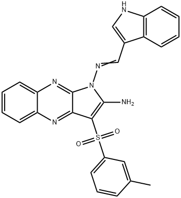 N~1~-[(E)-1H-indol-3-ylmethylidene]-3-[(3-methylphenyl)sulfonyl]-1H-pyrrolo[2,3-b]quinoxaline-1,2-diamine Structural